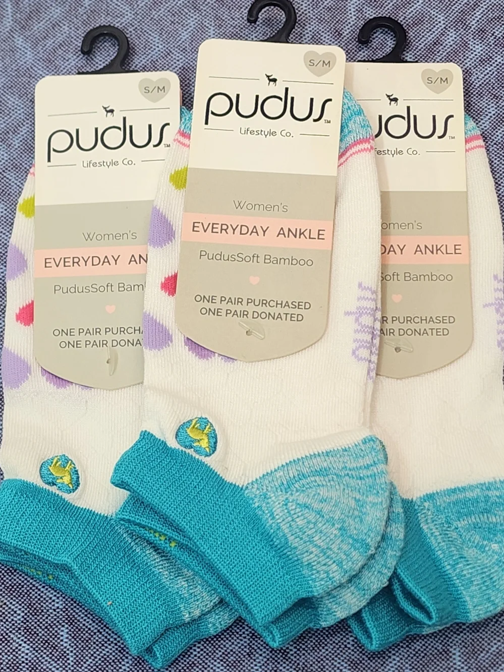3 Pair Women's Ankle Socks - Size S/M